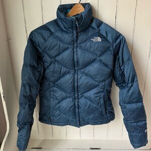 The North Face Ocean Blue Full Zip Goose Down 550 Puffer Coat